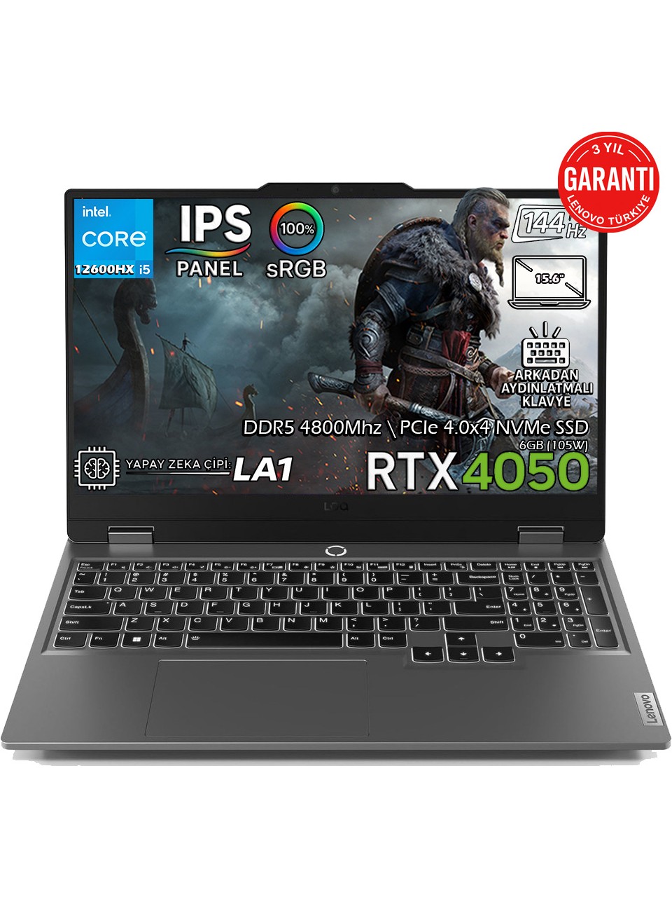 Lenovo LOQ 15IAX9 Intel Core I5-12600HX 16GB 512GB SSD Geforce RTX 4050 6GB (105W)